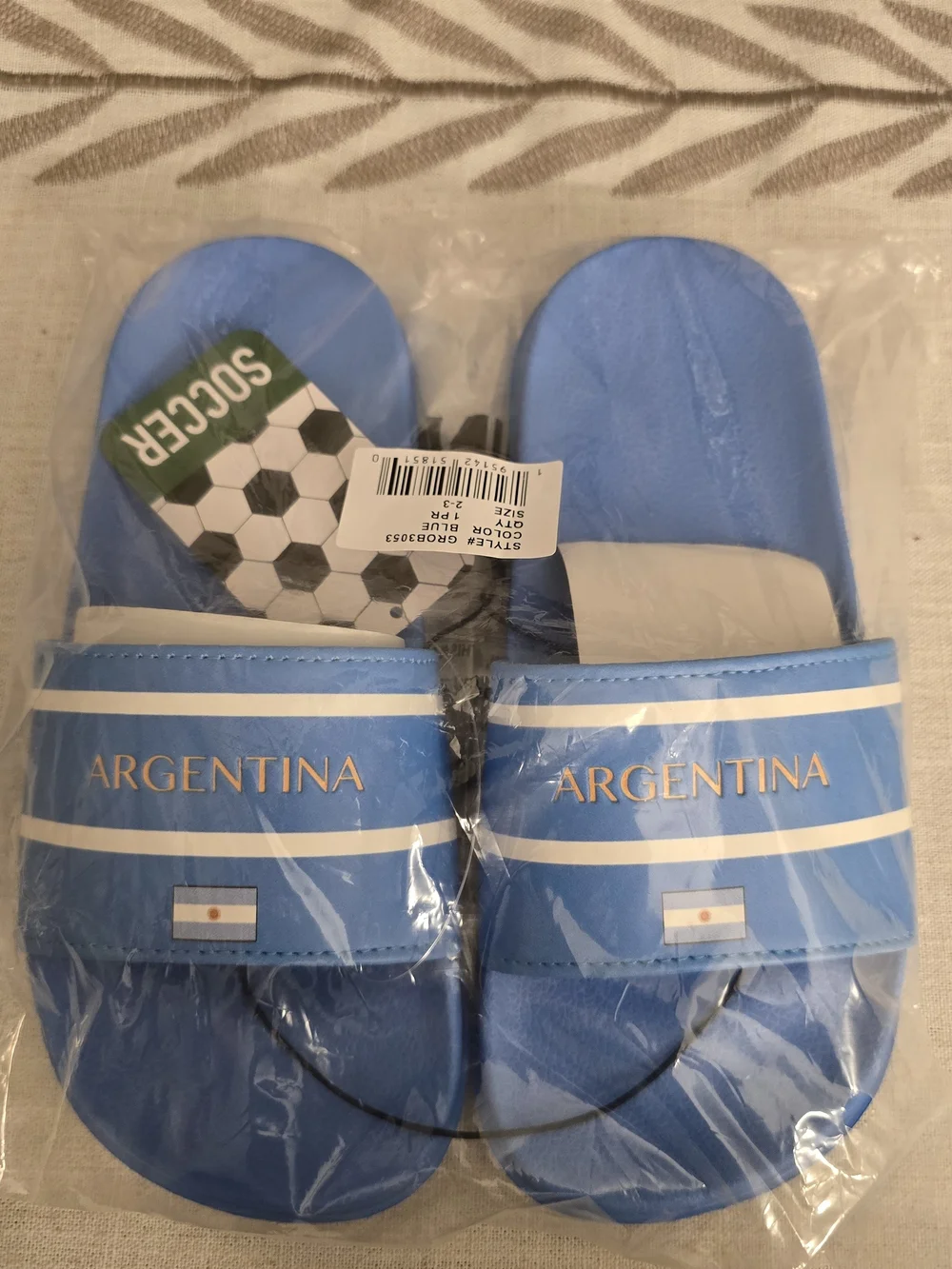 Kids Soccer Fan FIFA Slide Sandals – Argentina Size 2/3 Kid Youth